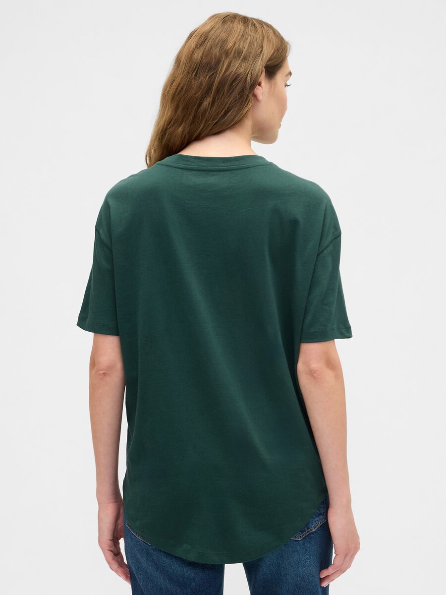 T-shirt verde a maniche corte in cotone_1