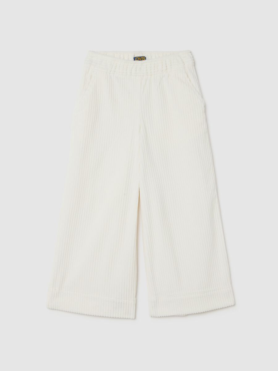 White regular-waist trousers in fabric blend_0