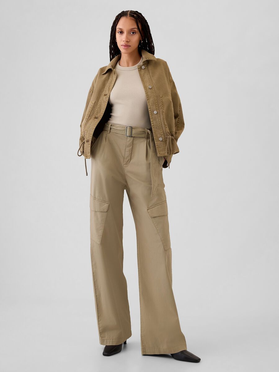 Cargo trousers in stretch twill with belt_0