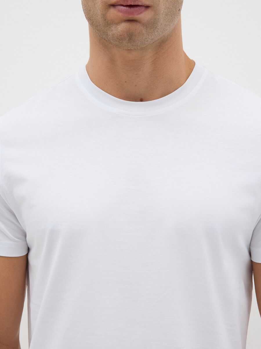 White regular fit pure cotton t-shirt_0