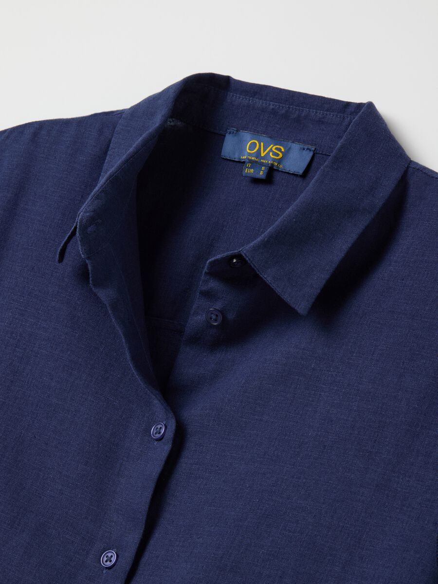 Women’s blue regular-fit shirt in linen and viscose_5
