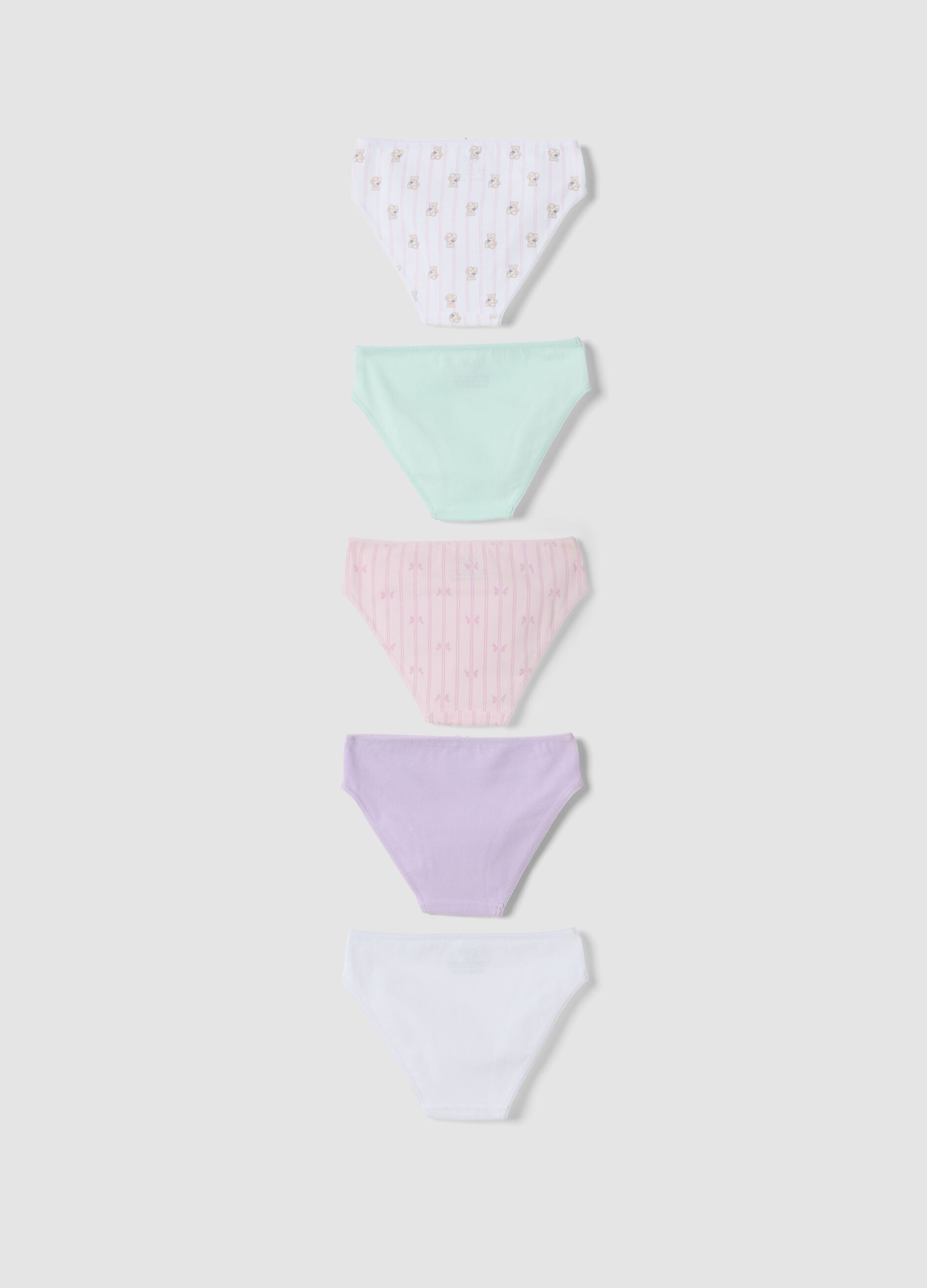 Multipack di cinque slip multicolor in cotone organico elasticizzato