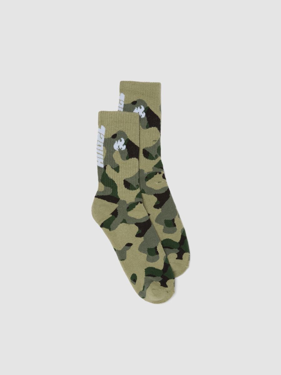 Calze sportive verdi in cotone elasticizzato camouflage_0