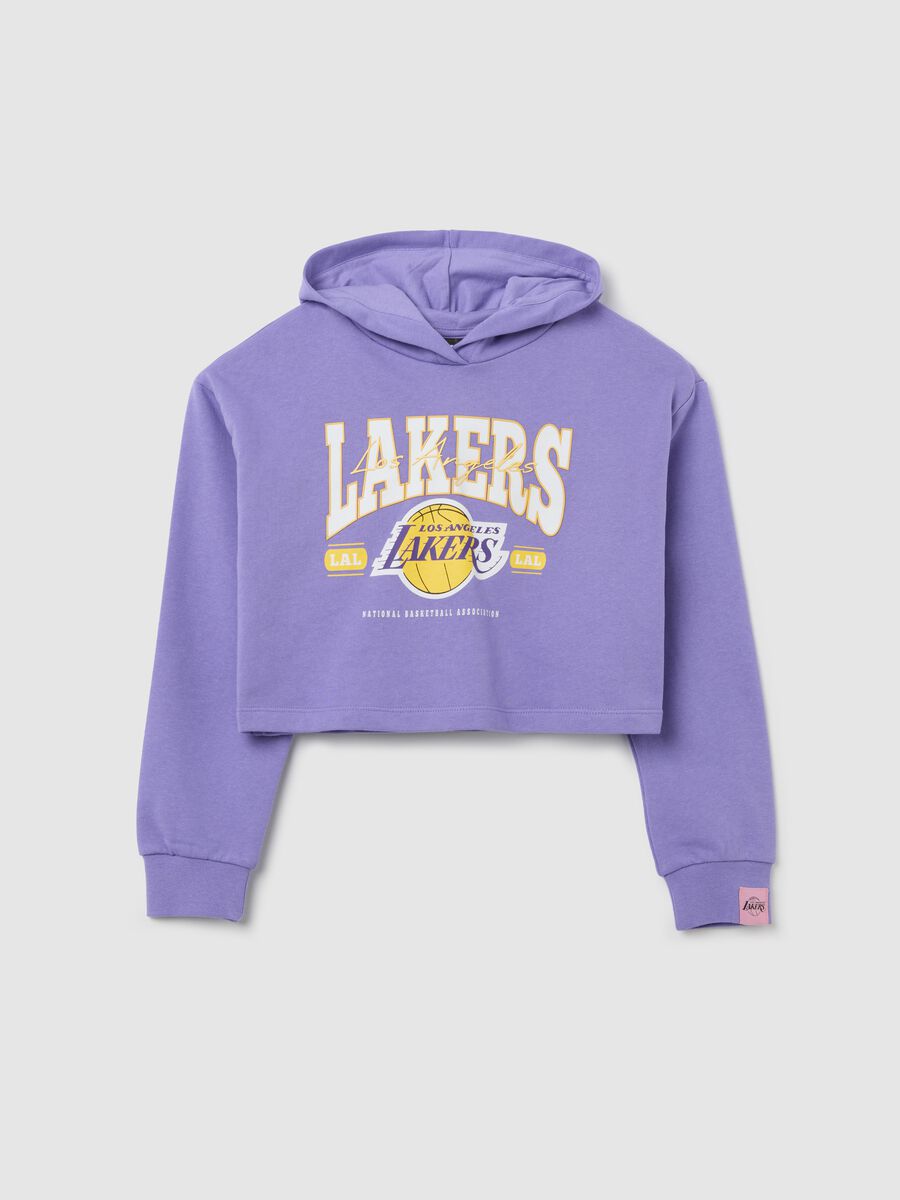 Felpa viola crop con cappuccio NBA Los Angeles Lakers _0