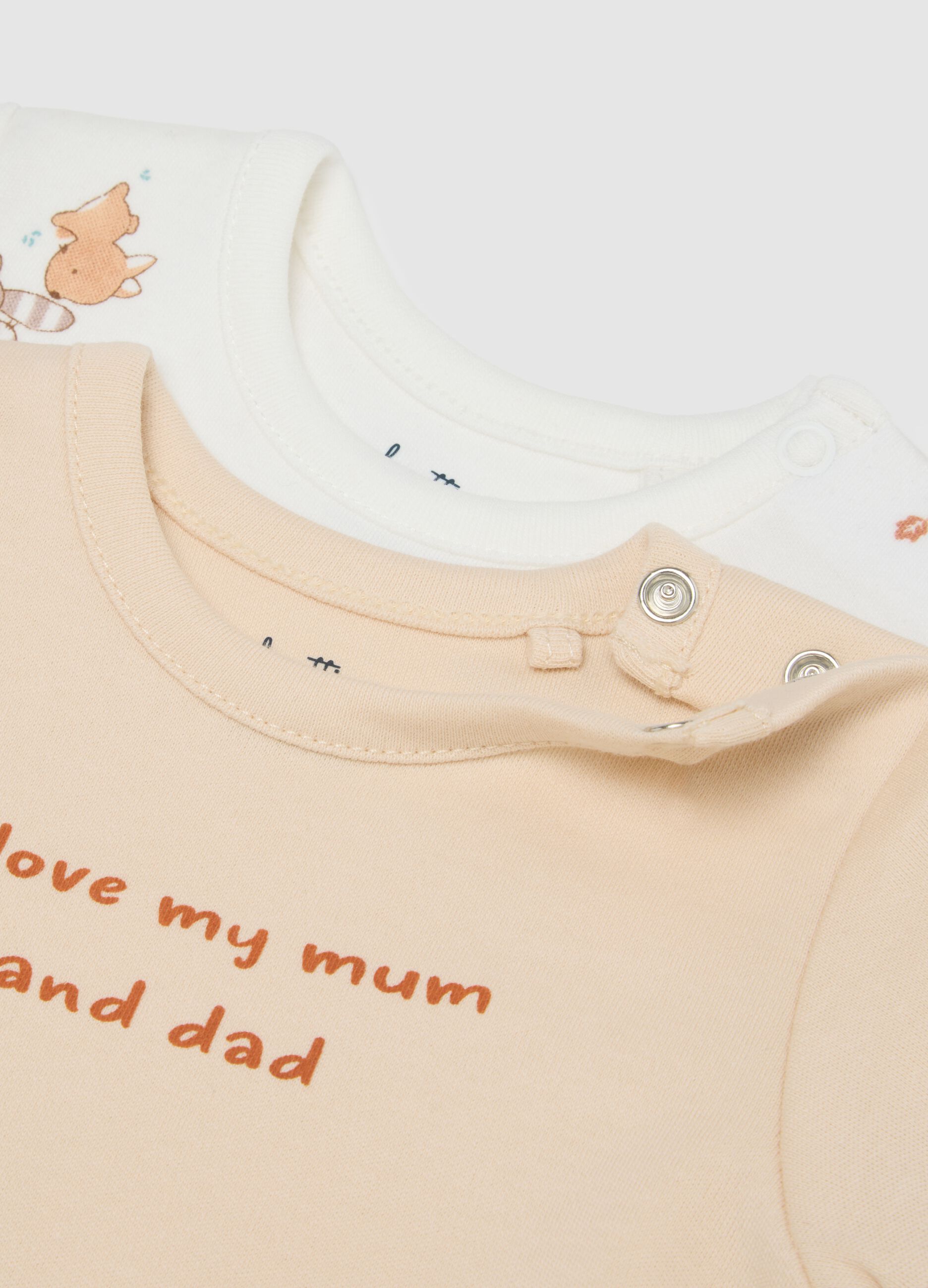 Multi-coloured pure cotton unisex baby bodysuit tripack set