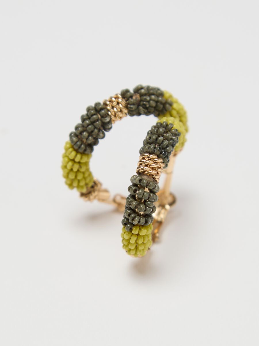 Hoop earrings with green and yellow beads_1