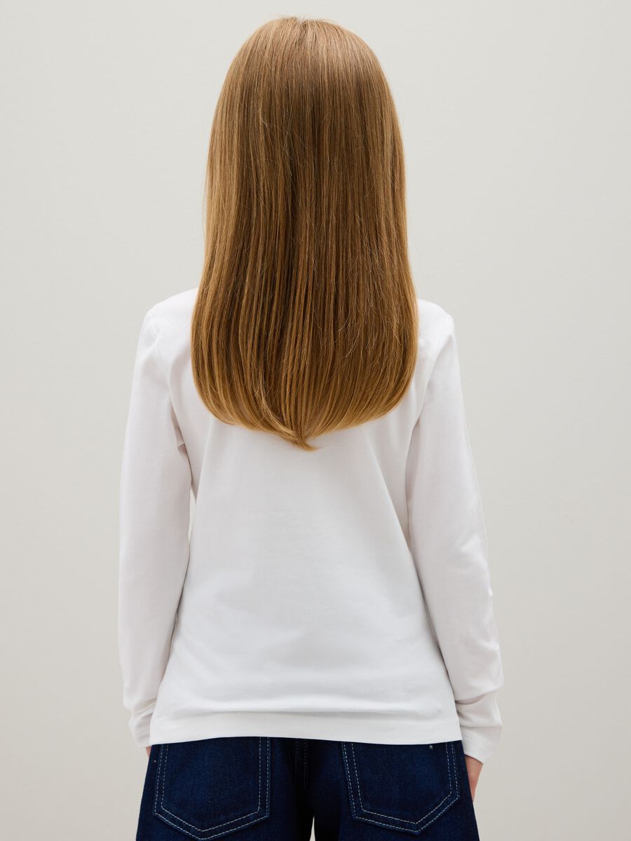 Girls' white regular fit stretch cotton t-shirt_1