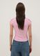 Pure cotton pink slim fit V-neck T-shirt with print_3