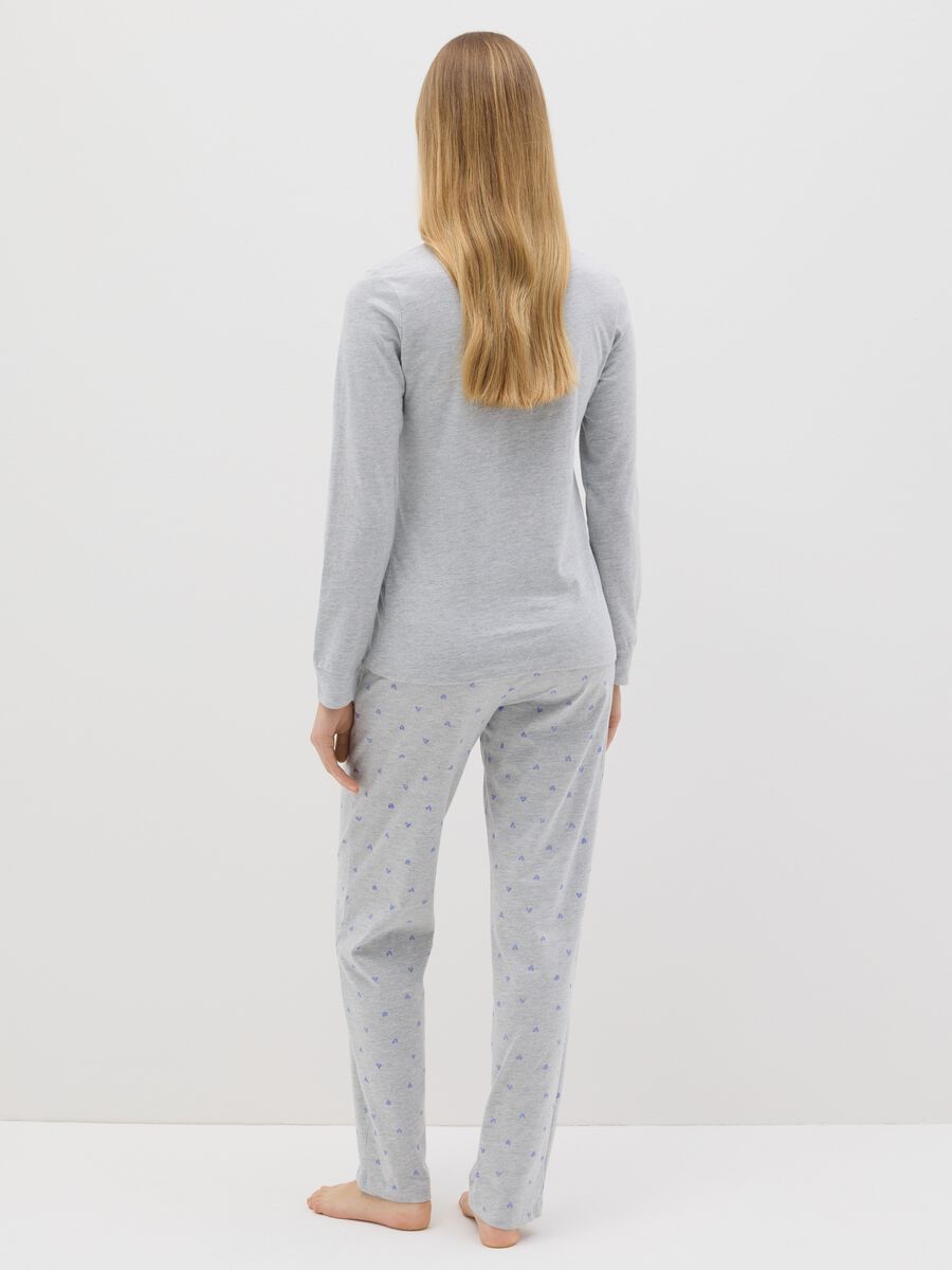 Grey 100% cotton pyjamas with "Bonjour Mon Amour" print_2