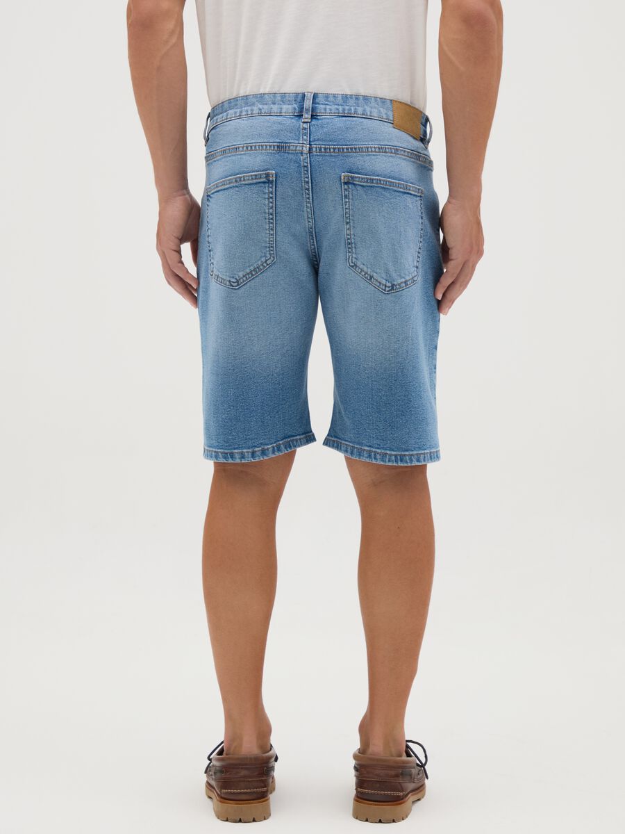 Men's Light Blue Slim Fit Denim Shorts_3