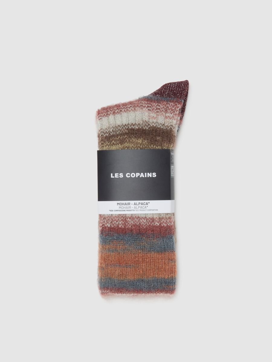 Multicoloured striped socks in mohair and alpaca blend_0