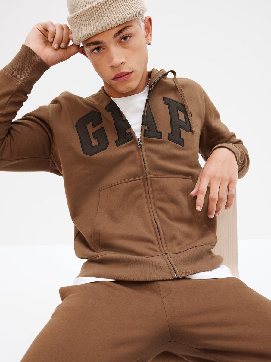 Full-zip con cappuccio e ricamo logo_0