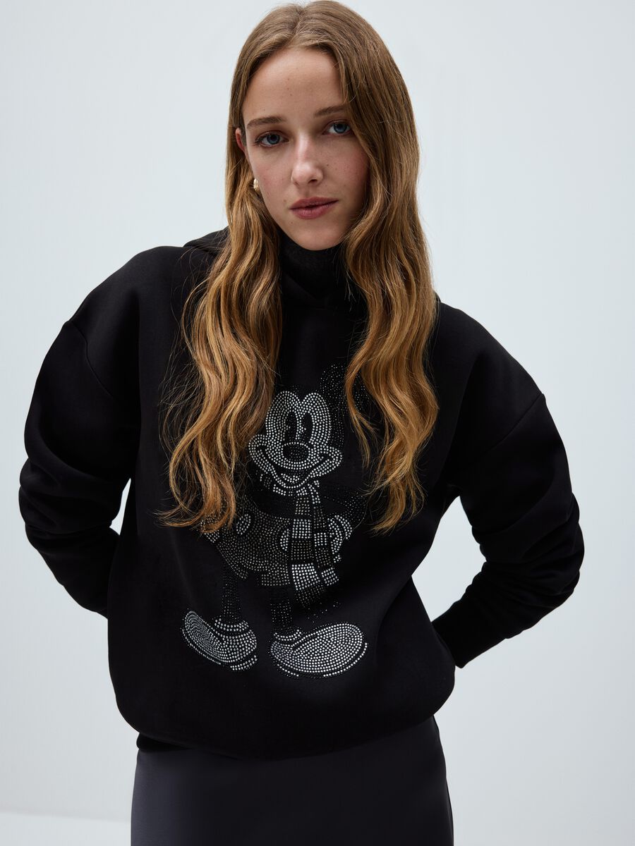 Felpa nera in misto cotone regular fit con stampa Disney_1