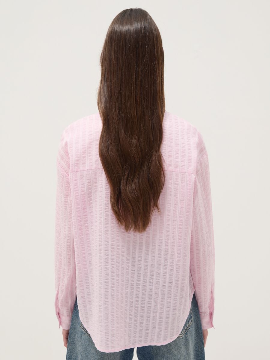 Camicia in puro cotone a righe multicolor oversize fit_3