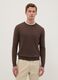 Brown crew neck cotton blend regular fit sweater_0