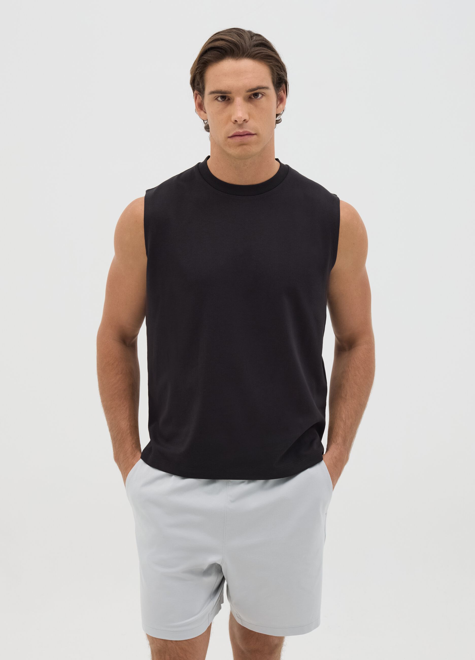 Canotta da uomo in misto nero relaxed fit