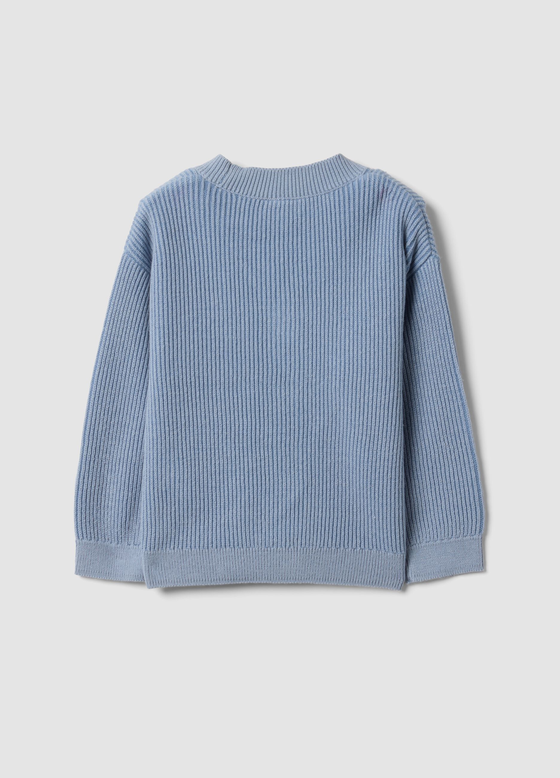 Cardigan blu in misto cotone con scollo a V over fit per bimbo