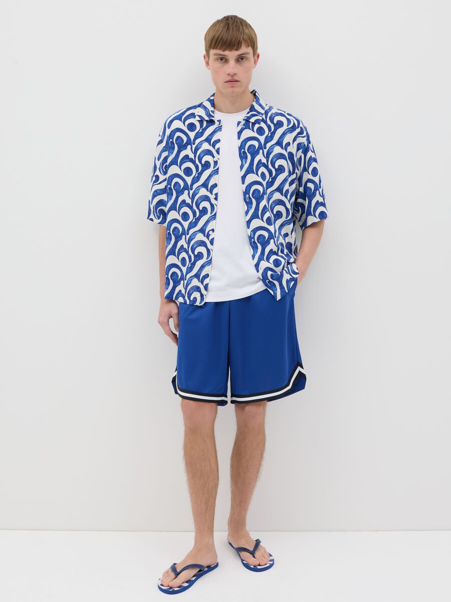 Oversized blue patterned viscose shirt_1