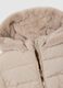 Beige padded jacket with faux fur hood_3