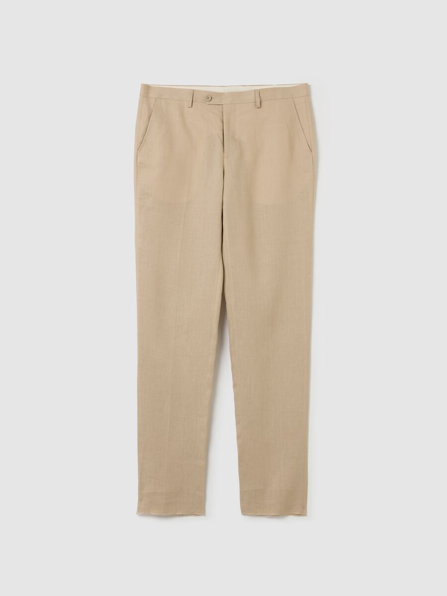 Contemporary regular-fit trousers in linen_4