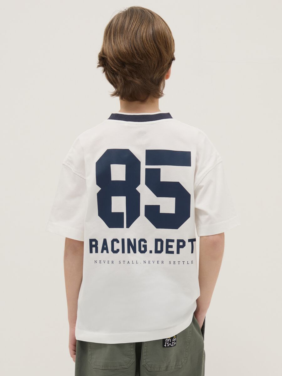Boys' Oversize Fit Pure Cotton White Sports T-Shirt_1