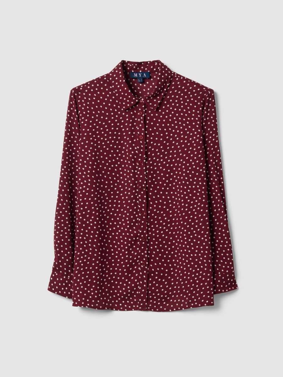 Camicia rossa a pois con colletto classico regular fit_4