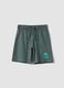 Green organic cotton shorts with elasticated waistband_0