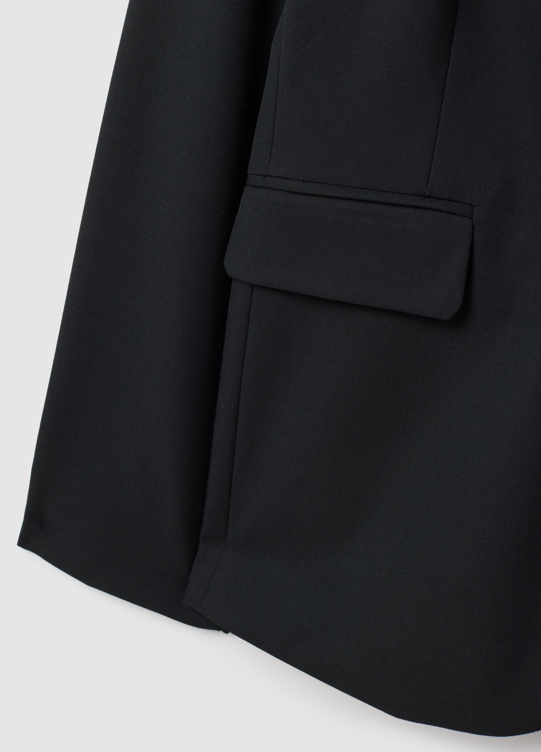 Black regular fit viscose blend blazer