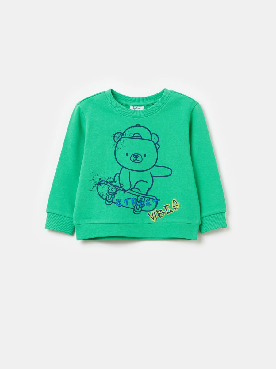 French terry sweatshirt with teddy bear print_0