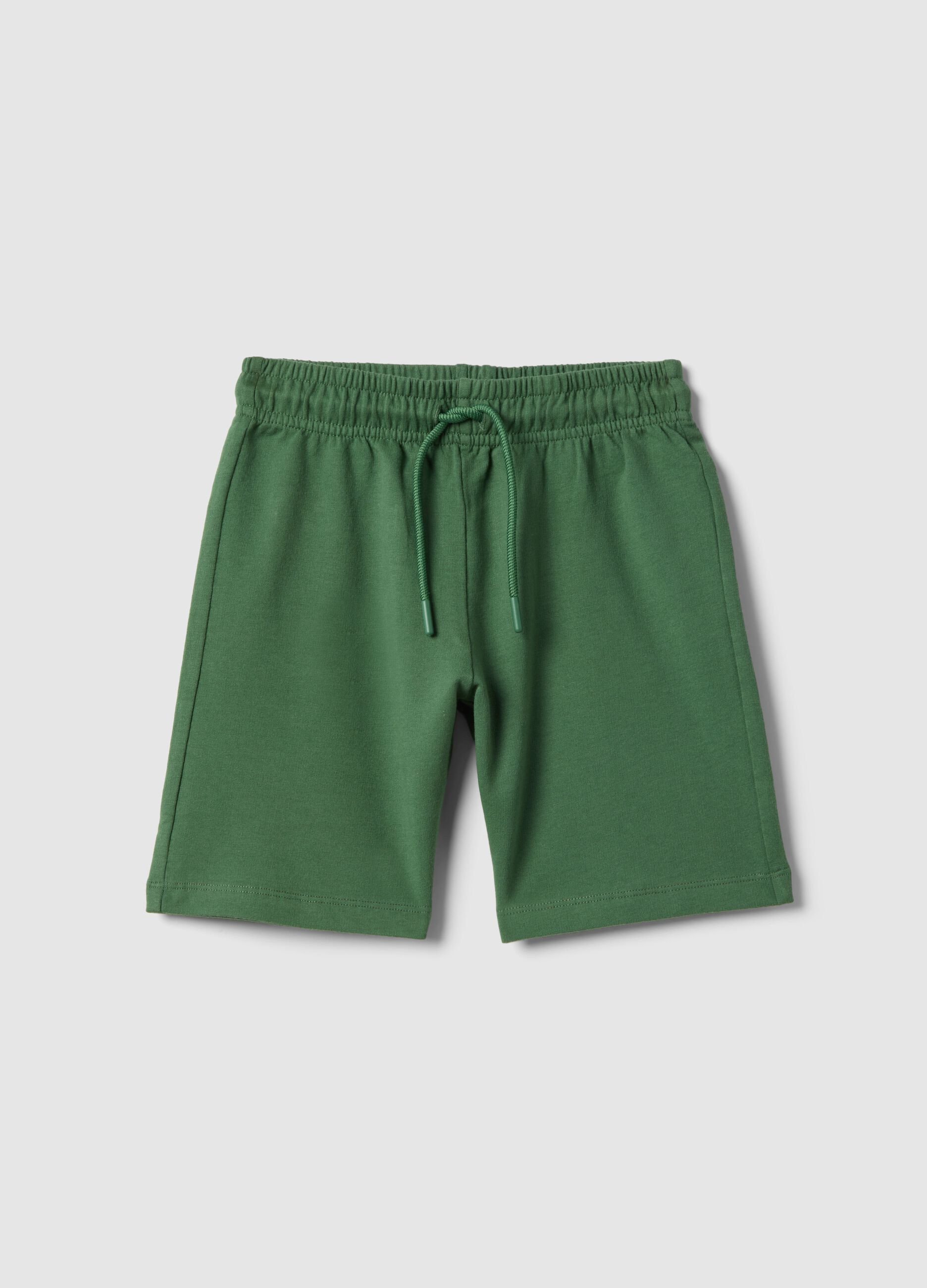 Green pure cotton regular fit shorts for boys