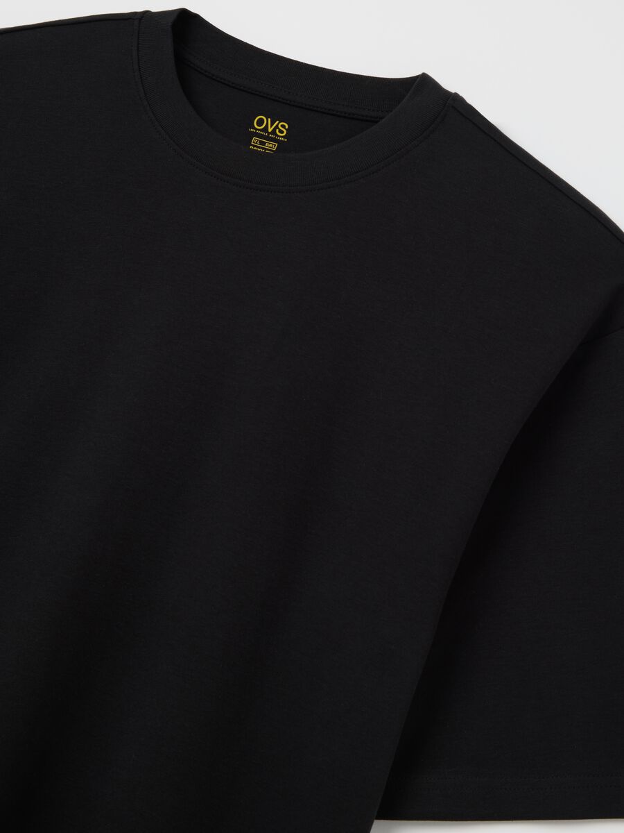 Black short sleeve cotton T-shirt_5