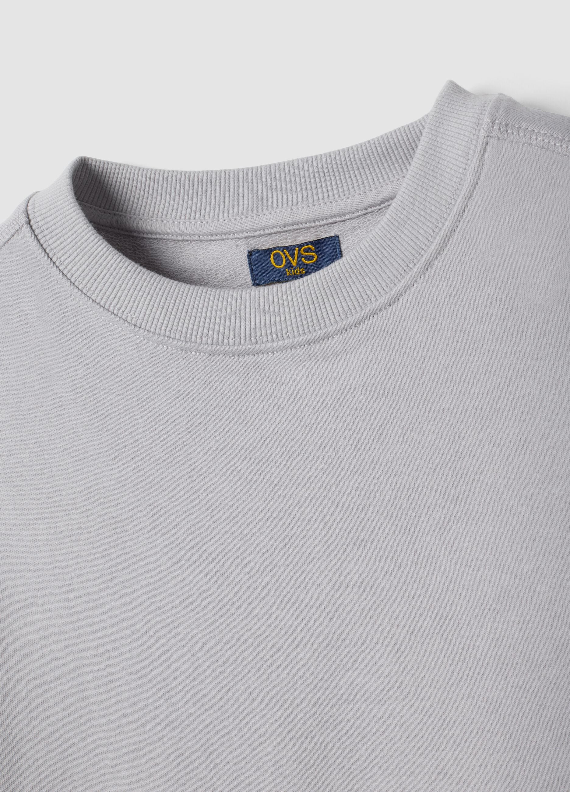 Grey pure cotton crew-neck sweatshirt for boys, relaxed fit
