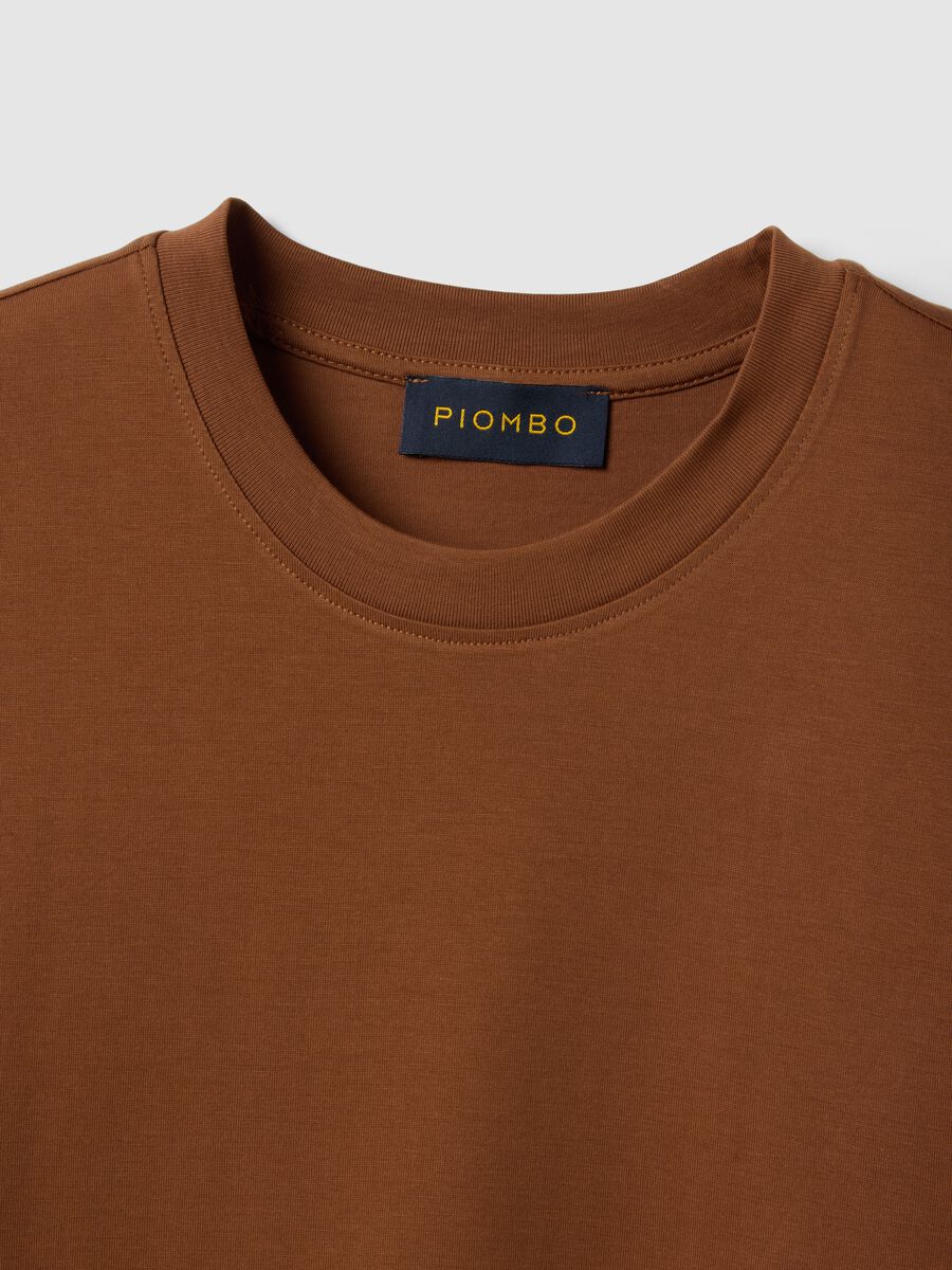 Brown crew neck pure cotton t-shirt relaxed fit_5