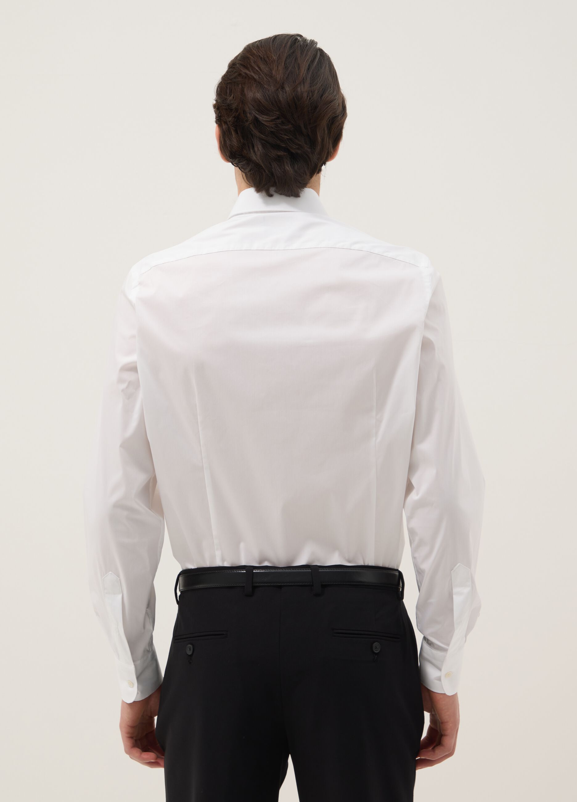 Camicia in cotone elasticizzato bianca slim fit con collo classico