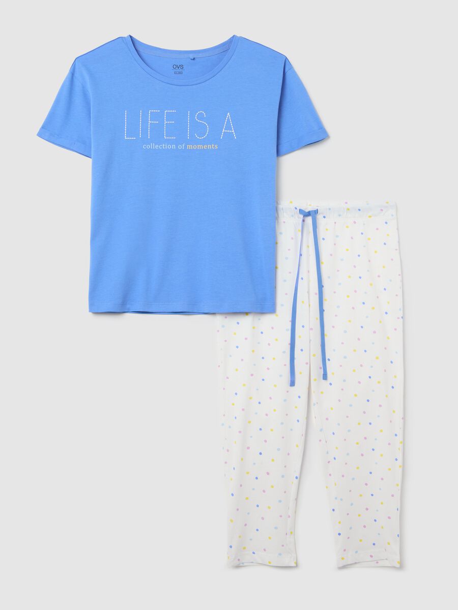 White and light blue cotton pyjamas with print_4