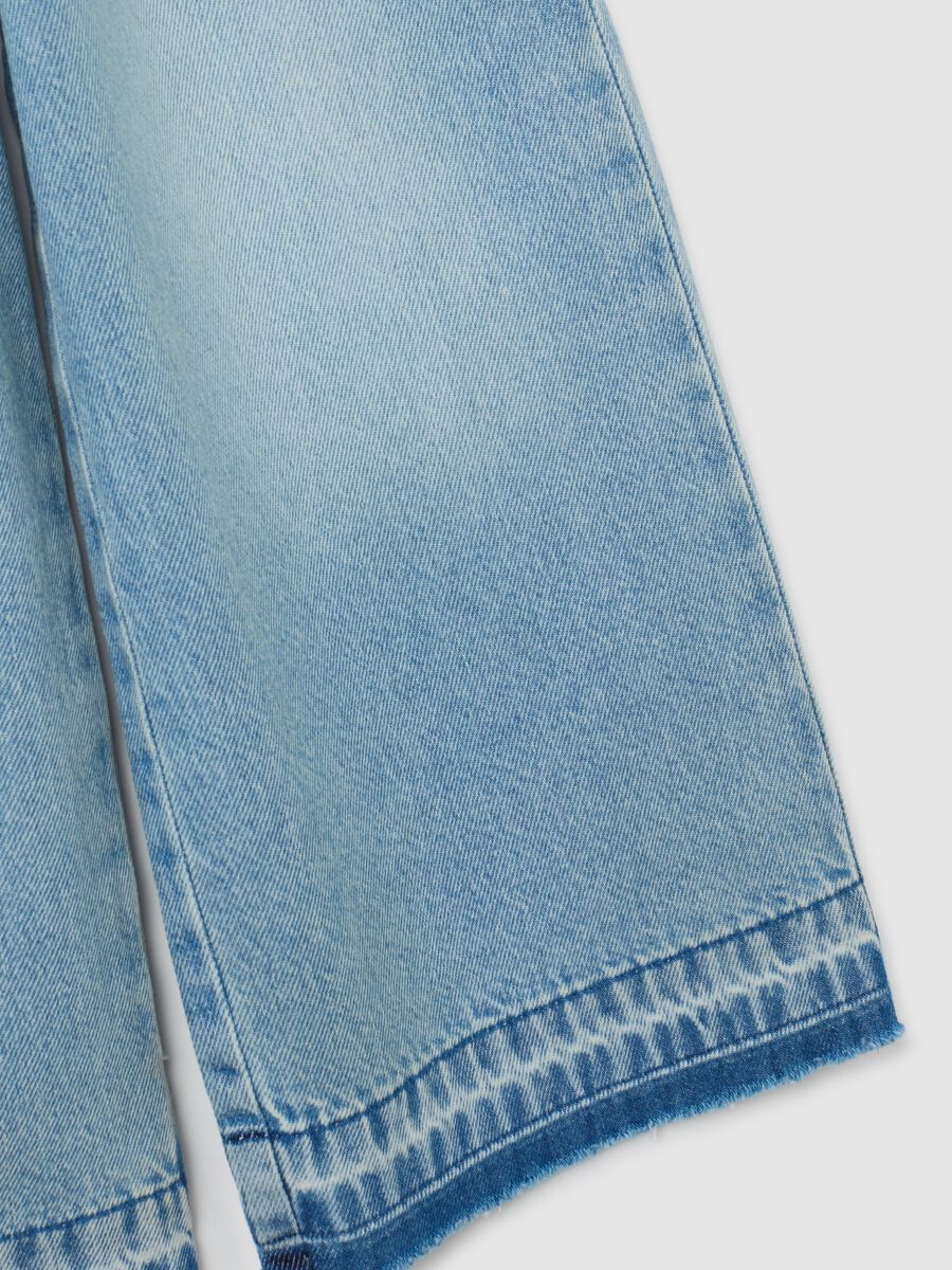 Jeans da bambina in puro cotone denim a gamba larga_2