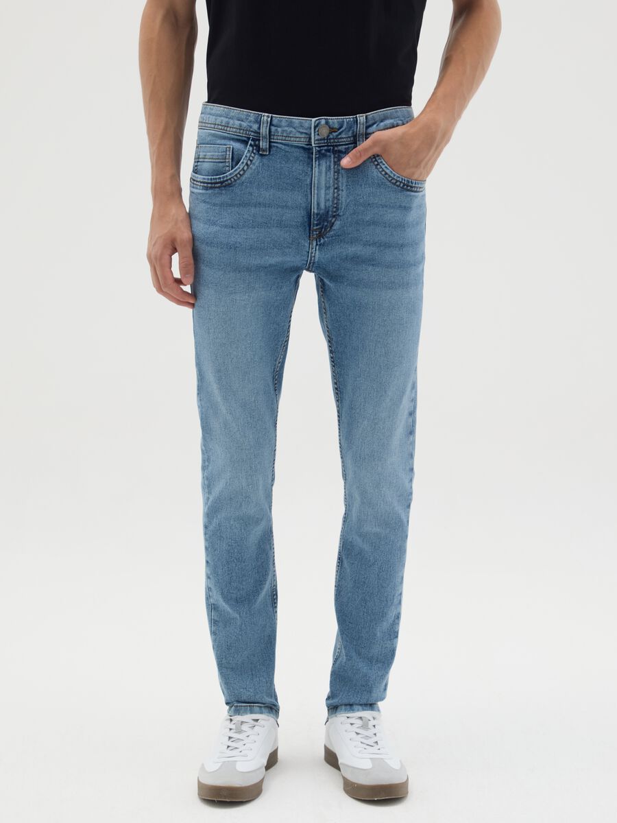 Men's Super Skinny Light Blue Denim Jeans_1