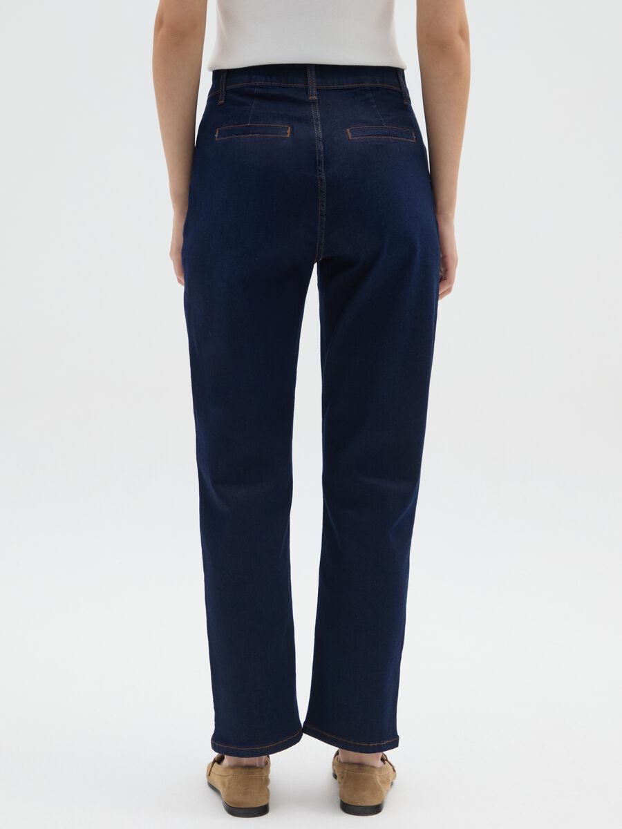 Regular fit blue denim trousers in stretch cotton_2