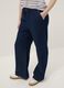 Blue pure cotton wide-leg denim trousers_3