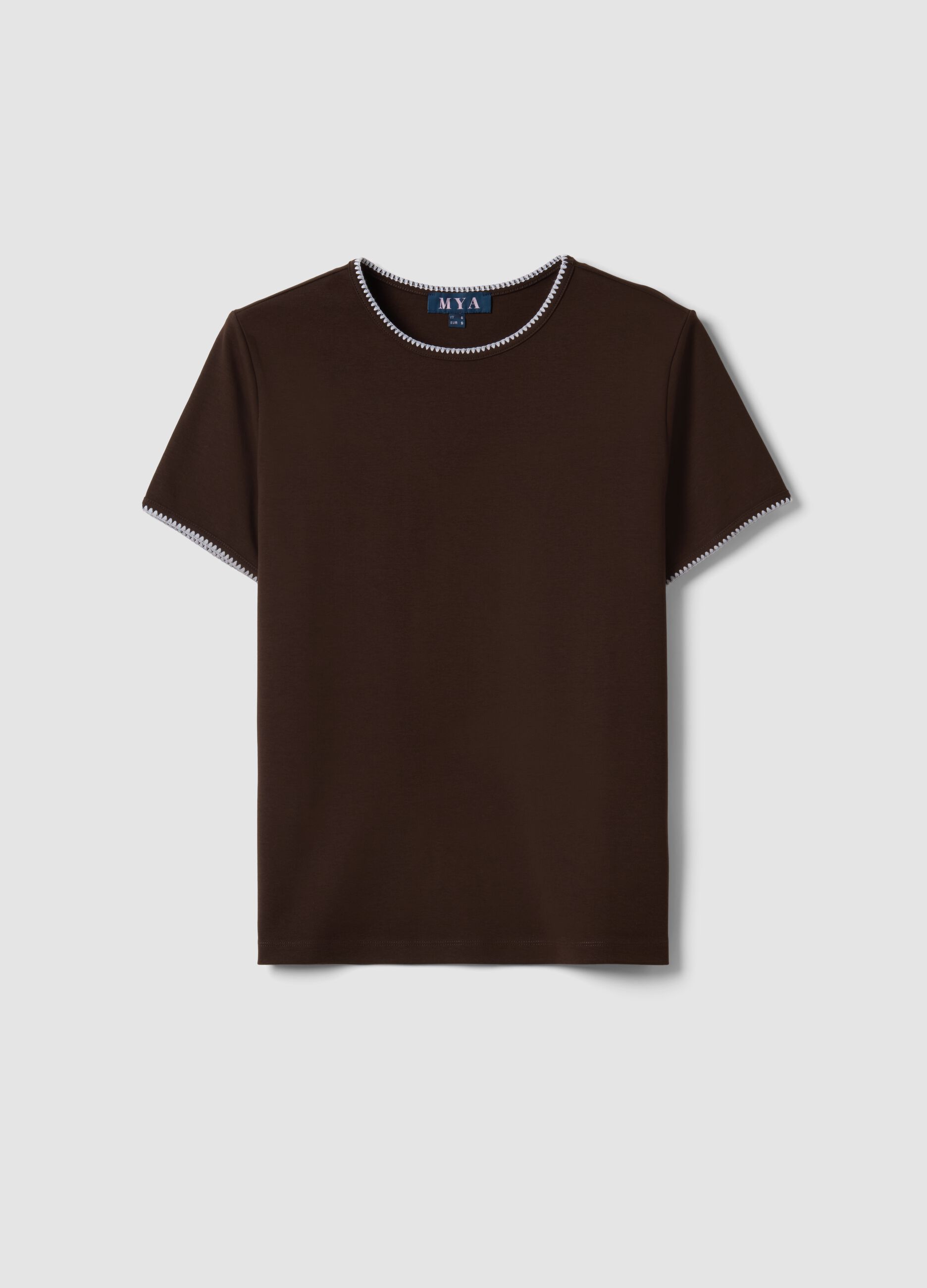 Brown pure cotton short-sleeve T-shirt, regular fit