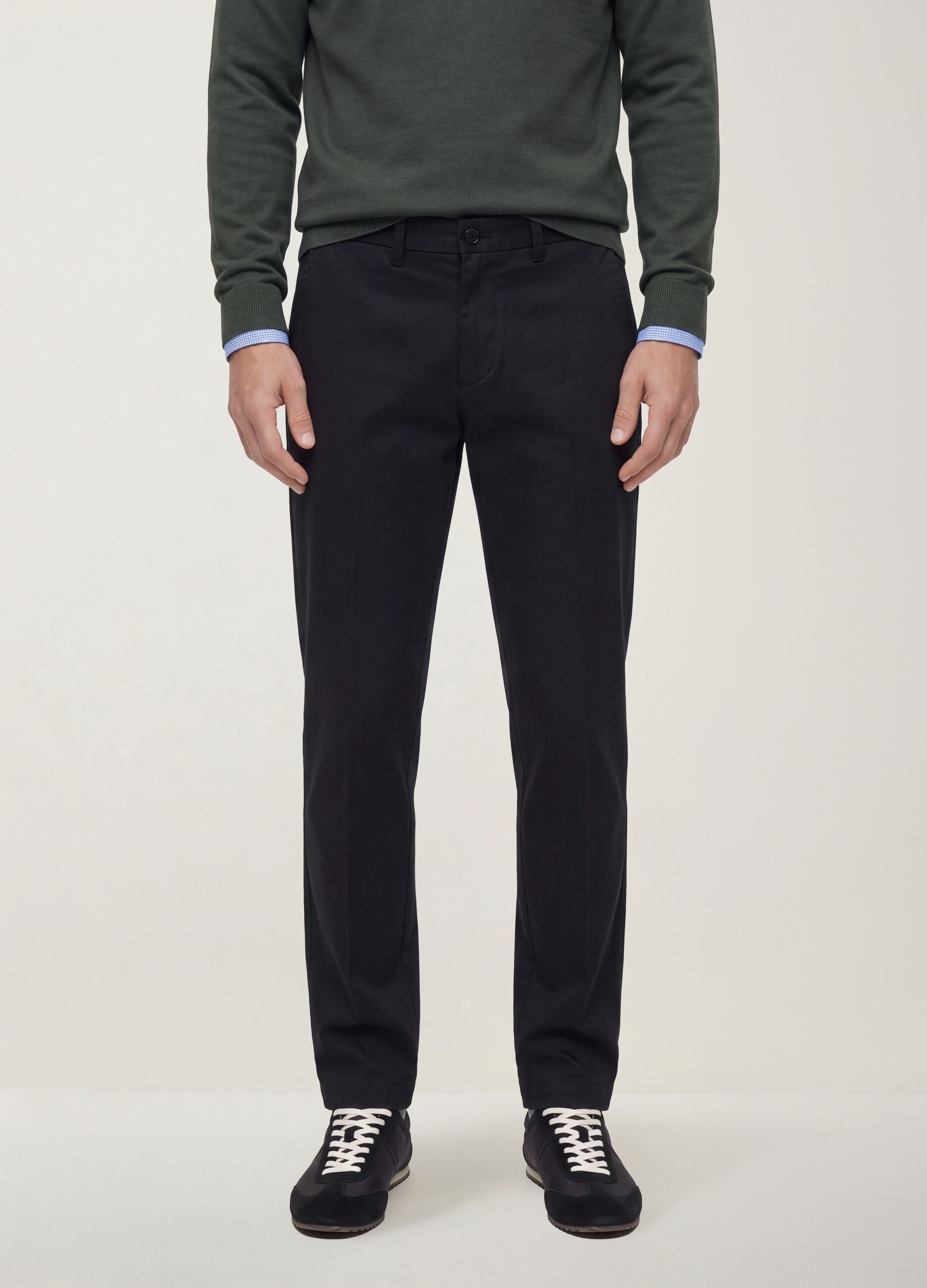 Grey slim-fit stretch twill chino trousers