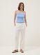 Light blue pure cotton ribbed vest top_1