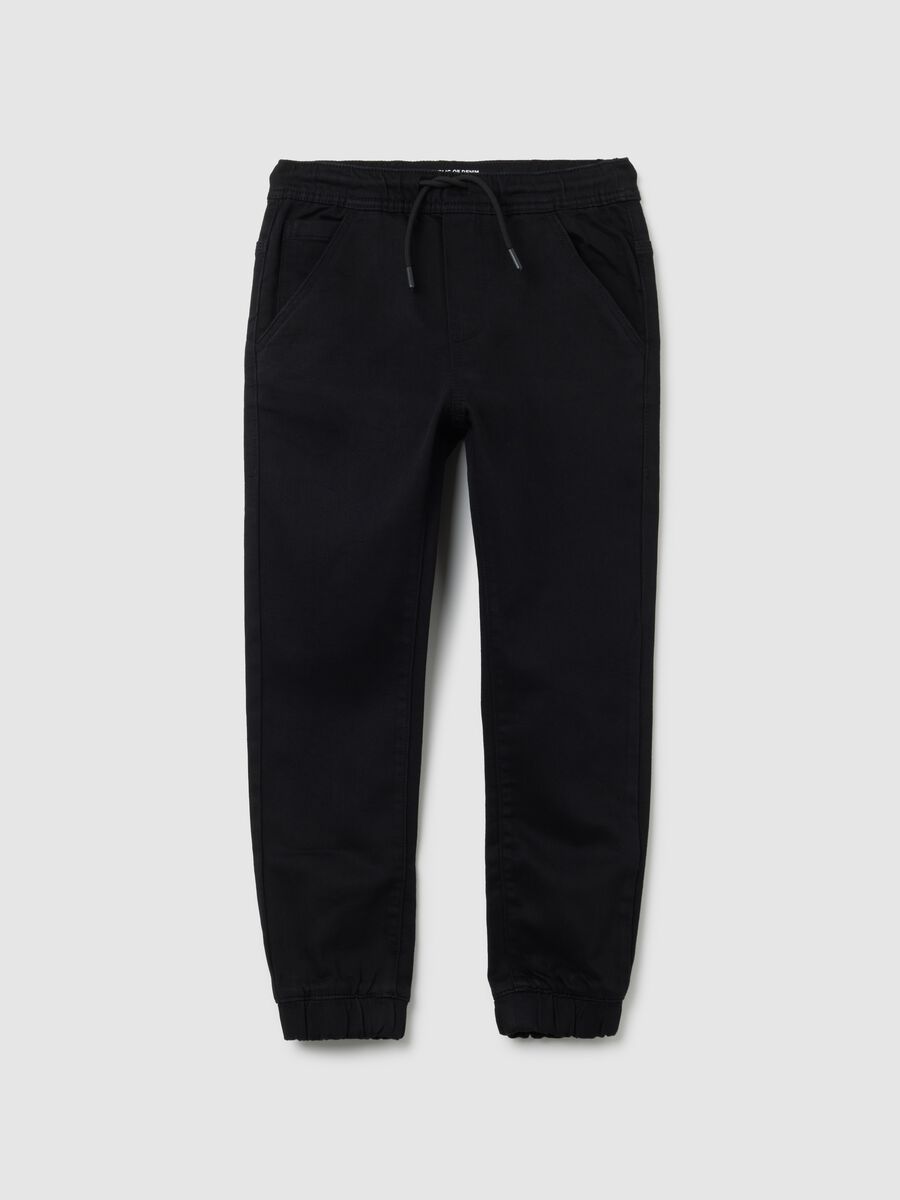 Jog denim da ragazzo elasticizzato nero regular fit_0