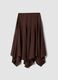 Flowing long brown viscose-linen blend skirt_4