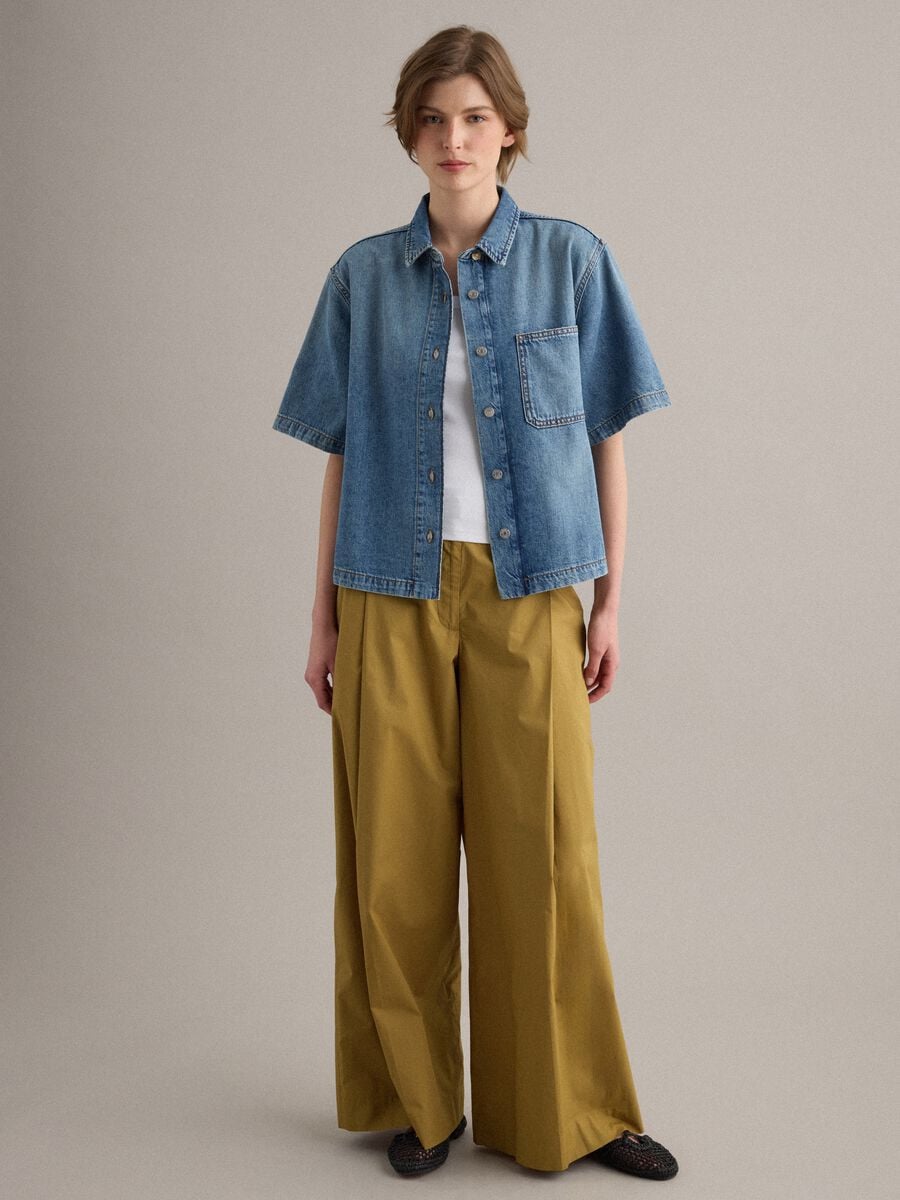 Camicia denim azzurra in puro cotone Over fit_2