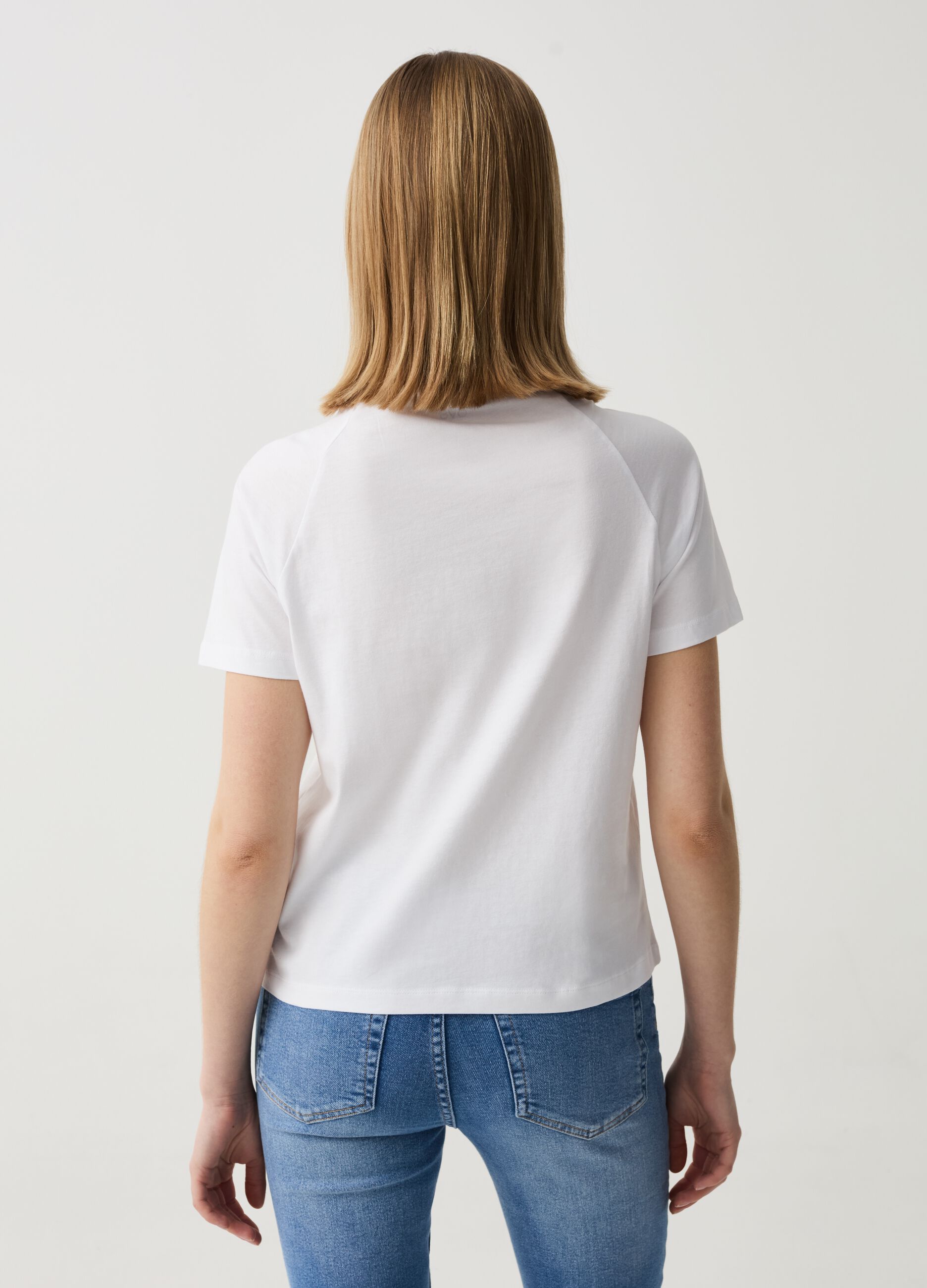 Mock-neck T-shirt with pleating
