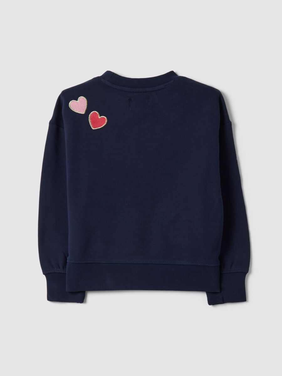 Felpa in puro cotone blu regular fit con ricami per bambina_1