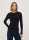 T-shirt nera in puro cotone a maniche lunghe girocollo regular fit_0