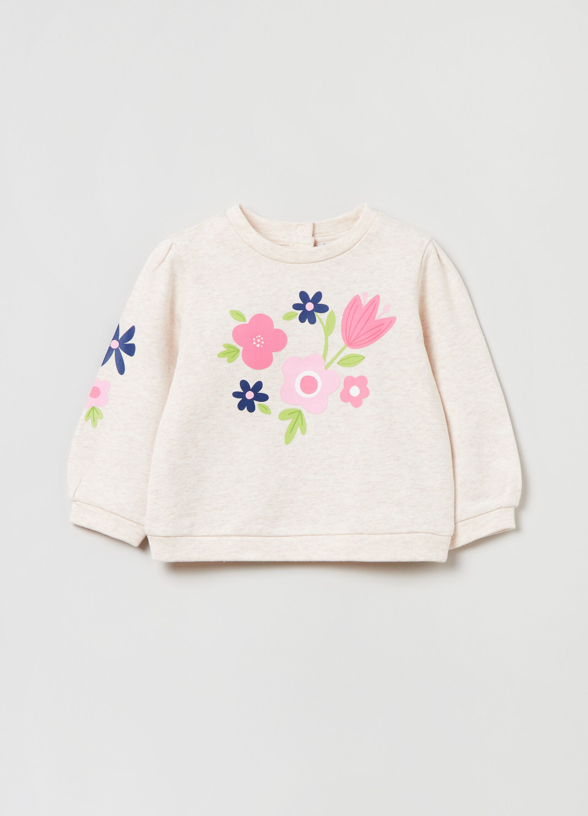 Felpa in French Terry con stampa fiori