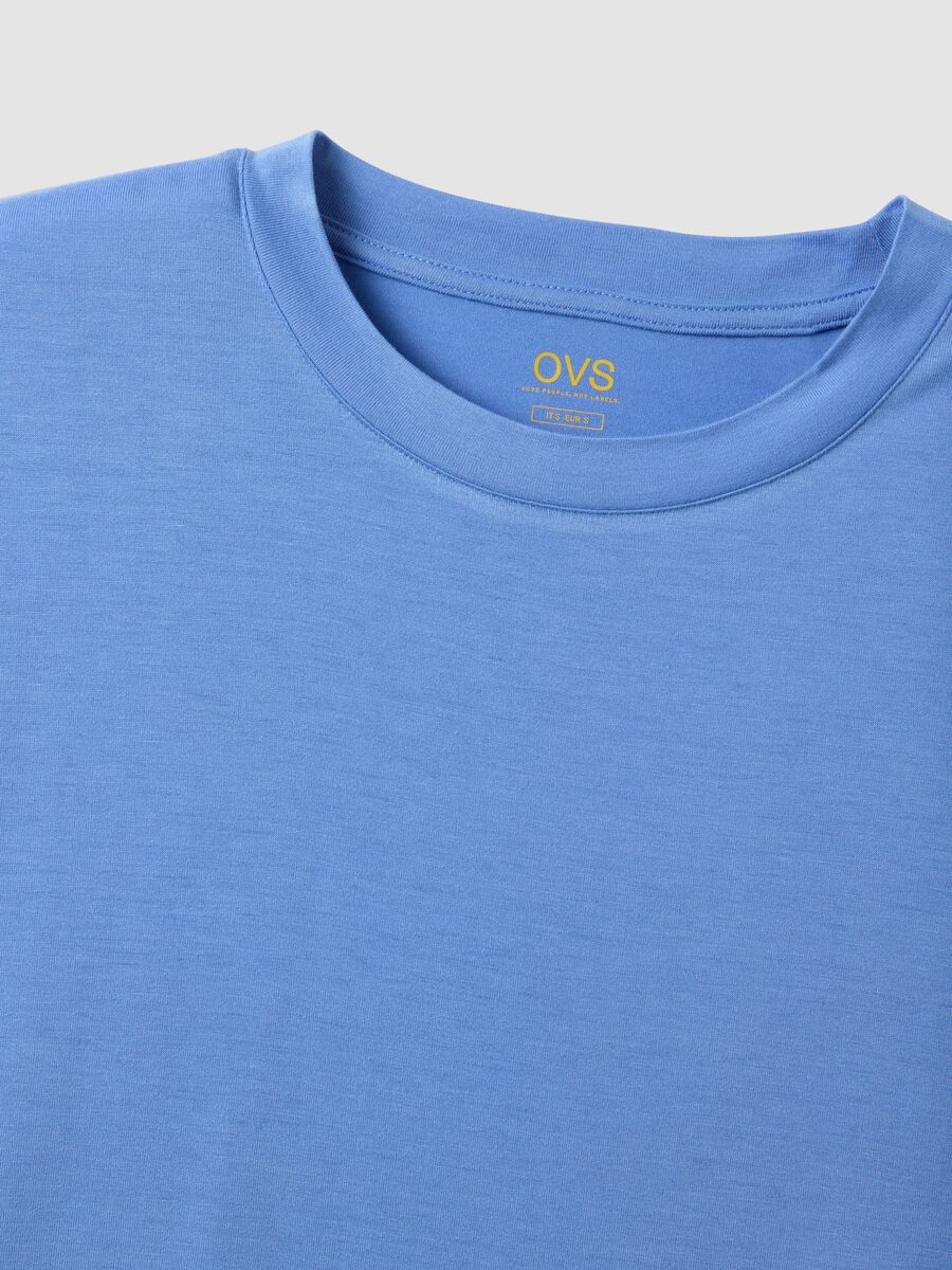 Light blue short-sleeve stretch viscose T-shirt_5